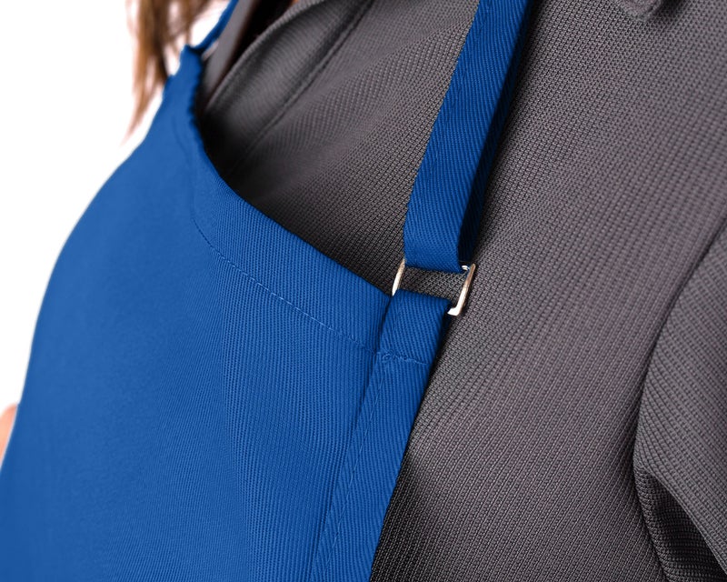 KNG Royal Blue 3 Pocket Adjustable Bib Apron for Men and Women - Pack of 6 - Image 3